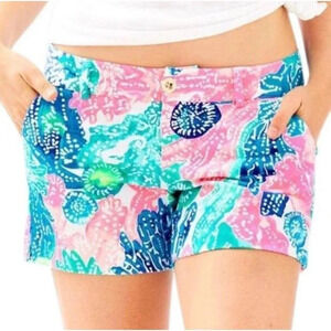 NEW Lilly Pulitzer Women Size 4 Callahan Knit Pink Blue Boho Batik Shorts